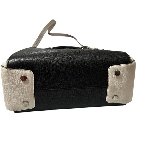 Michael Kors Mercer Medium Zip Belted Satchel Black Gray Leather Shoulder Bag - Picture 9 of 15